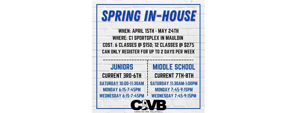 Spring In-House Registration is Open!