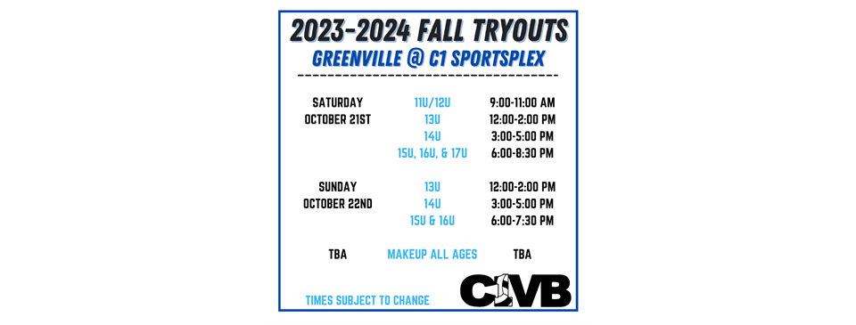Fall Tryouts - Greenville