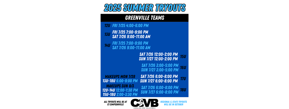 Summer Tryouts - Greenville