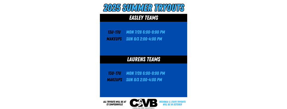 Summer Tryouts - Easley & Laurens